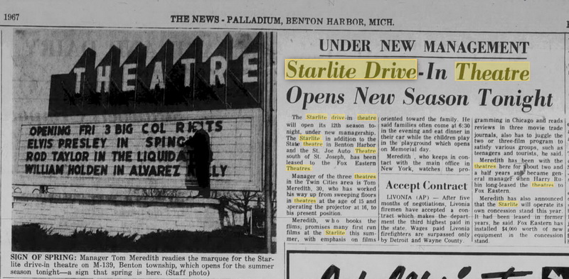 Starlite Drive-In Theatre - 31 Mar 1967 Article (newer photo)